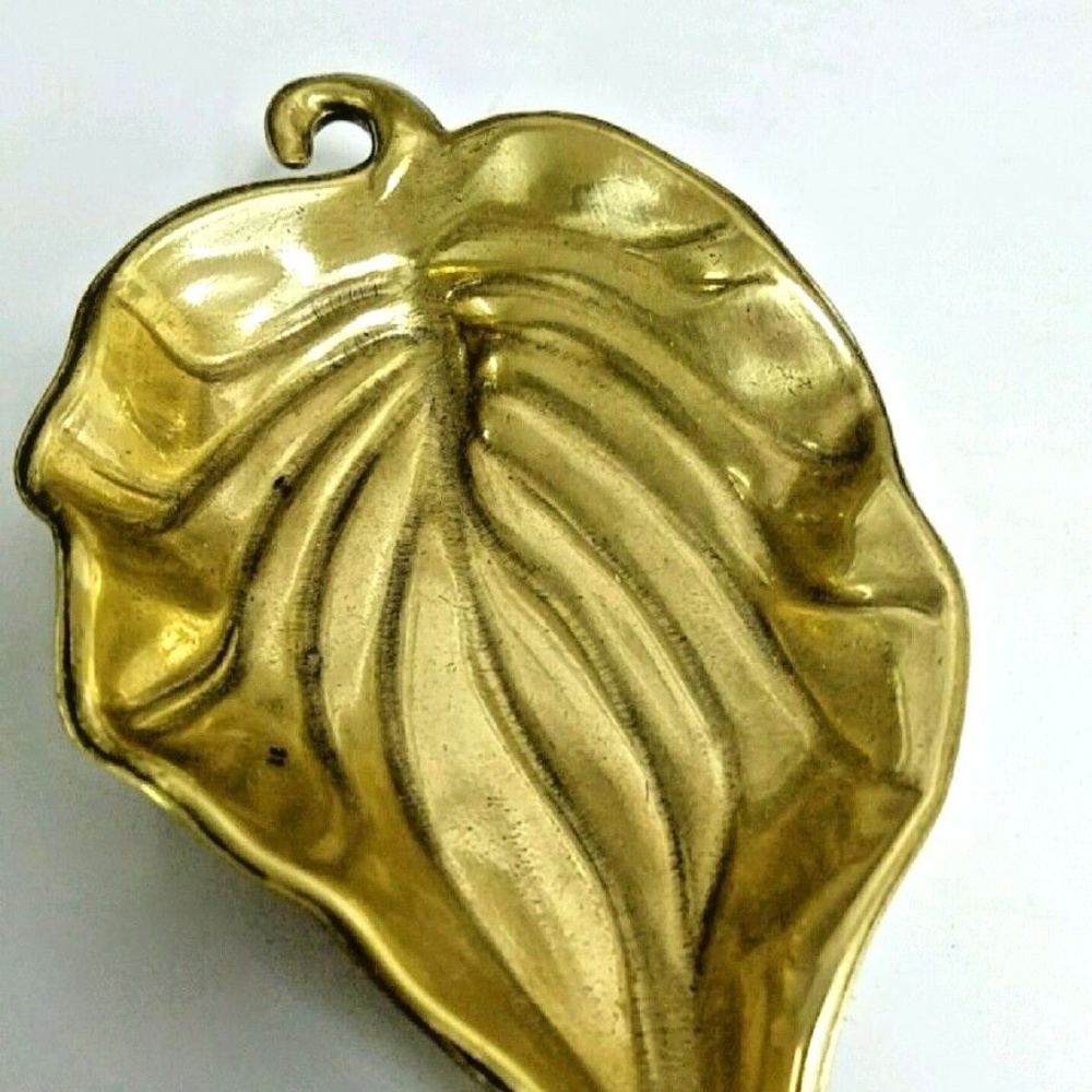 Vintage Baldwin Solid Brass Leaf Shape Ring Holde… - image 4